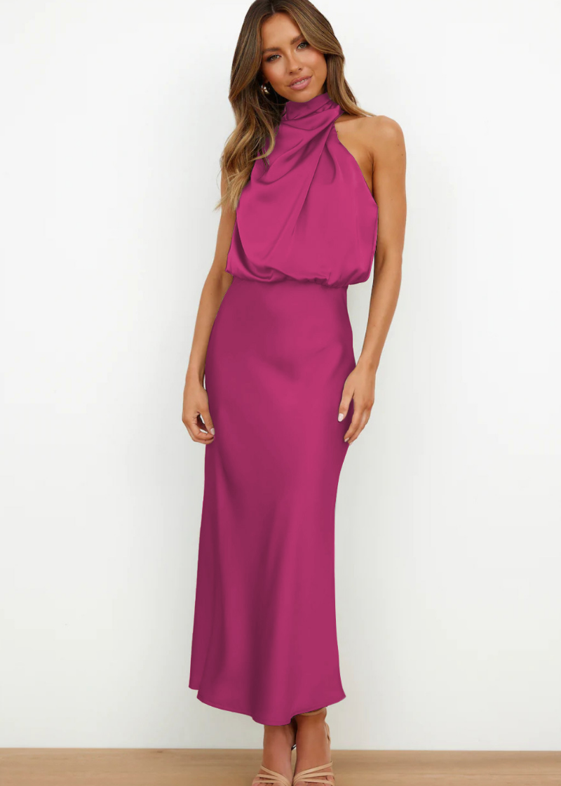Rosalie | Chique Maxi Jurk Met Moderne Halslijn - Elegant en Vrouwelijk