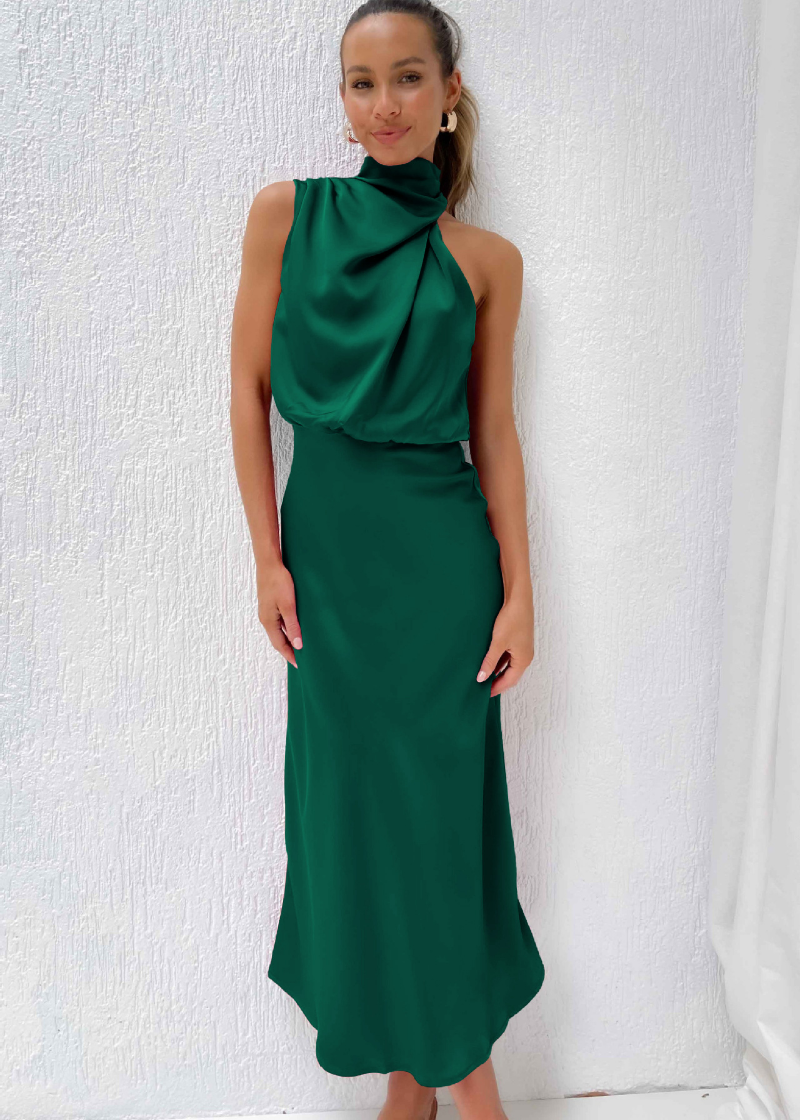 Rosalie | Chique Maxi Jurk Met Moderne Halslijn - Elegant en Vrouwelijk