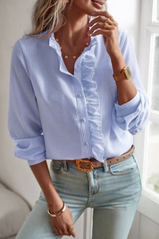 Maxime | Lichtblauwe Dames Blouse met Lange Mouwen