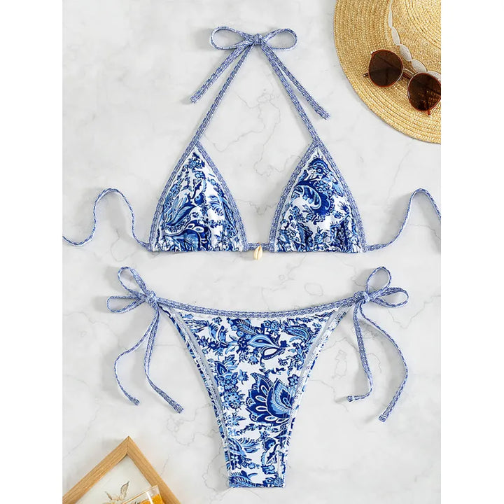 Carmen | Dames bikini met halterband en strikkoorden