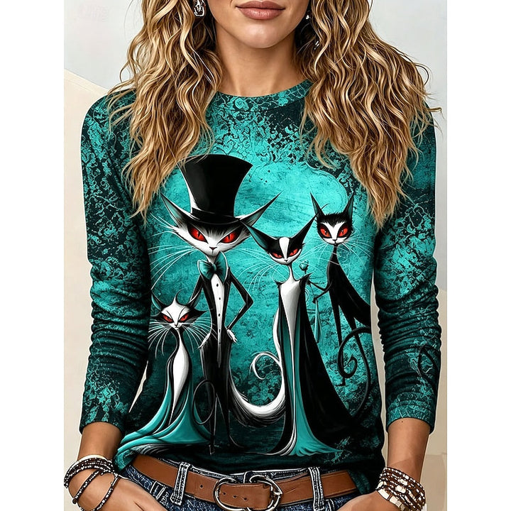 Katherine | Halloween Gothic Graphic Langsleeve Top