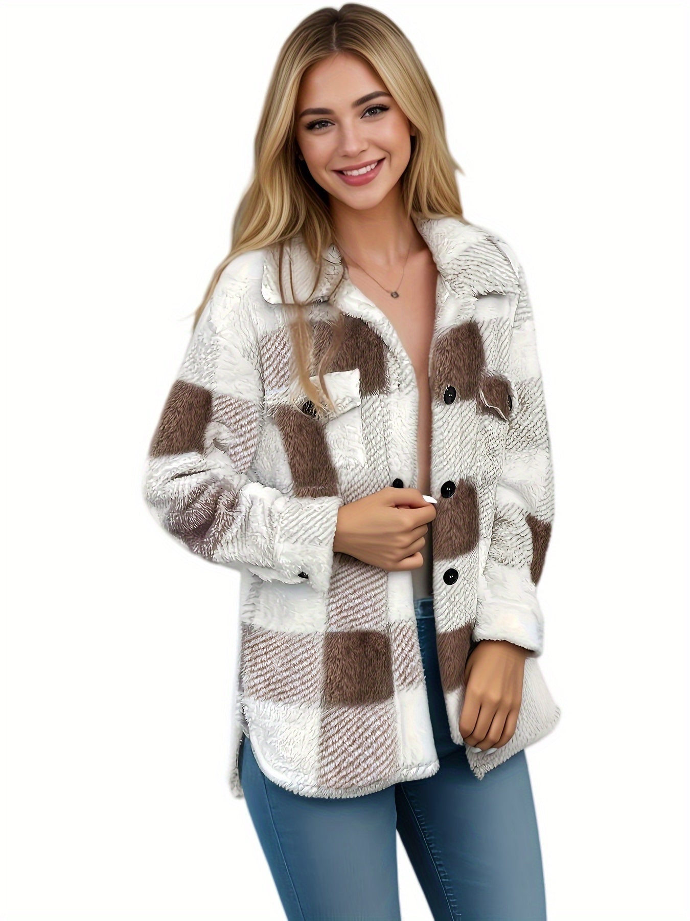 Ciska | Fleece Tussenjas met Blokpatroon Dames – Warm & Comfortabel