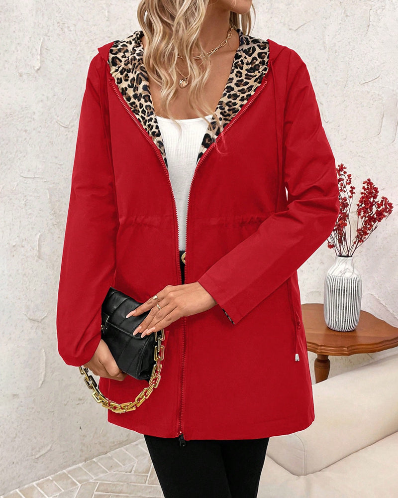 Omkeerbare Leopard Gevoerde Hooded Jast