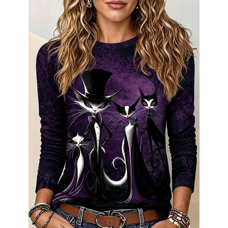 Katherine | Halloween Gothic Graphic Langsleeve Top