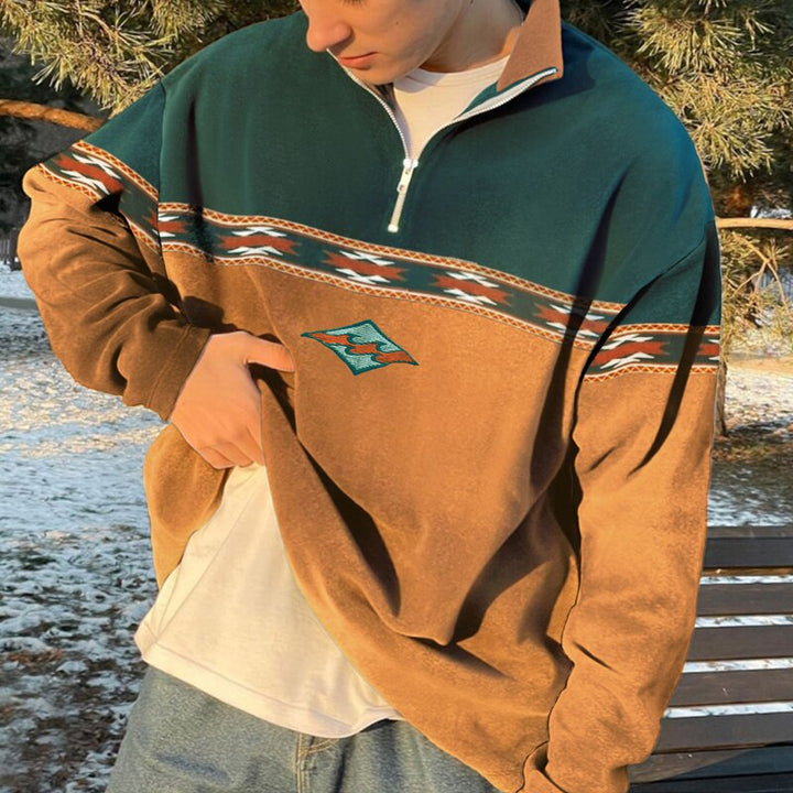 Elijah - Modieuze Hoge Kraag Halve Rits Pullover