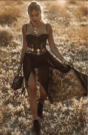 Sarina | Vintage Kanten Maxi Jurk voor Dames - Mouwloos en Elegant