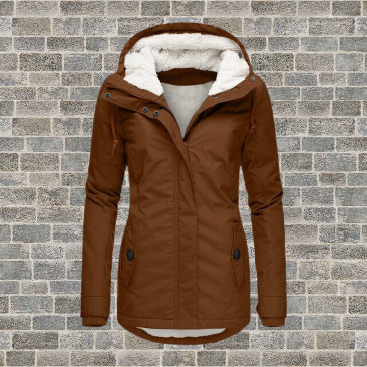 Chantal Mode Dames Hooded Winter Parka met Plissé