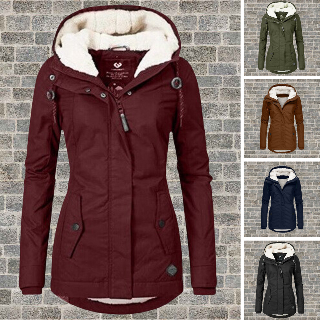 Chantal Mode Dames Hooded Winter Parka met Plissé