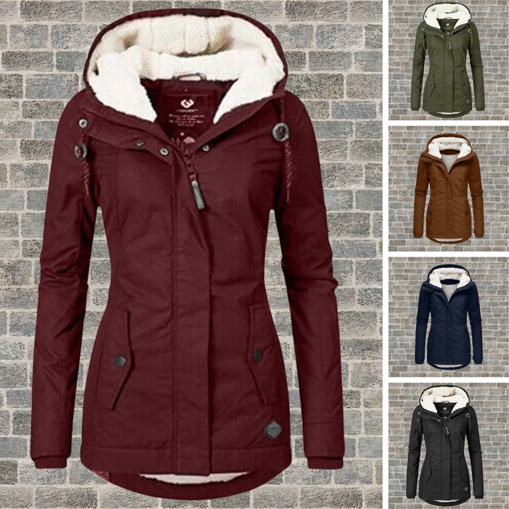 Chantal Mode Dames Hooded Winter Parka met Plissé