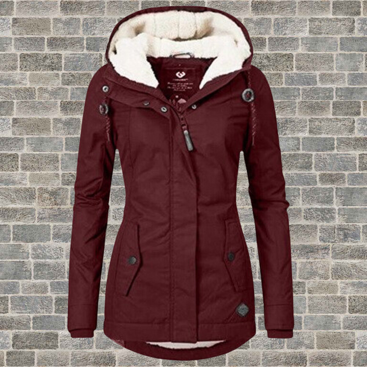 Chantal Mode Dames Hooded Winter Parka met Plissé