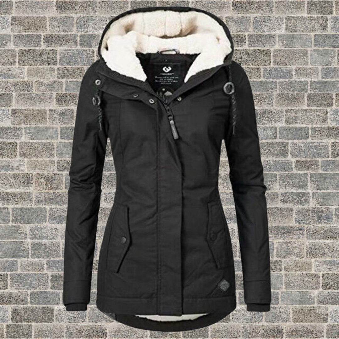 Chantal Mode Dames Hooded Winter Parka met Plissé