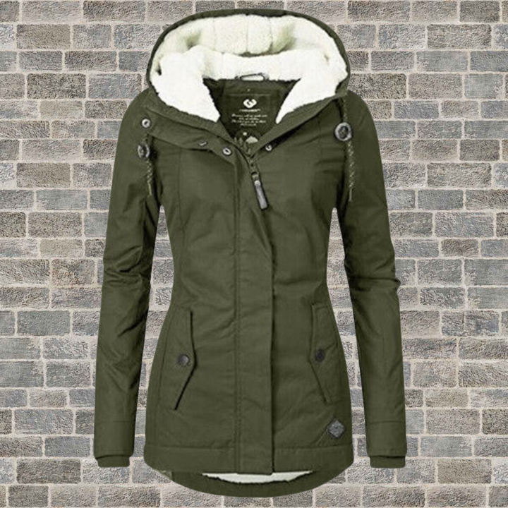 Chantal Mode Dames Hooded Winter Parka met Plissé