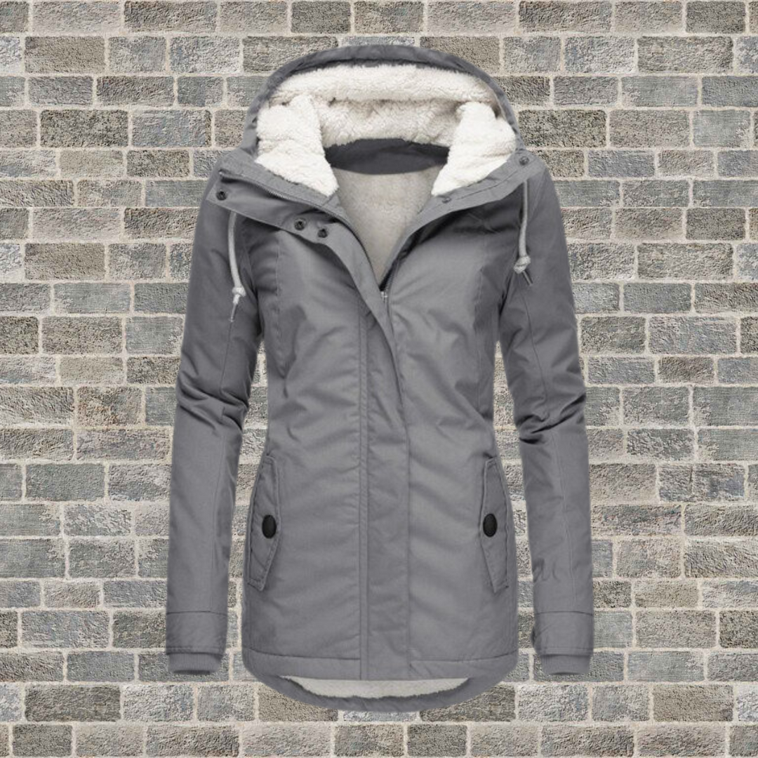 Chantal Mode Dames Hooded Winter Parka met Plissé