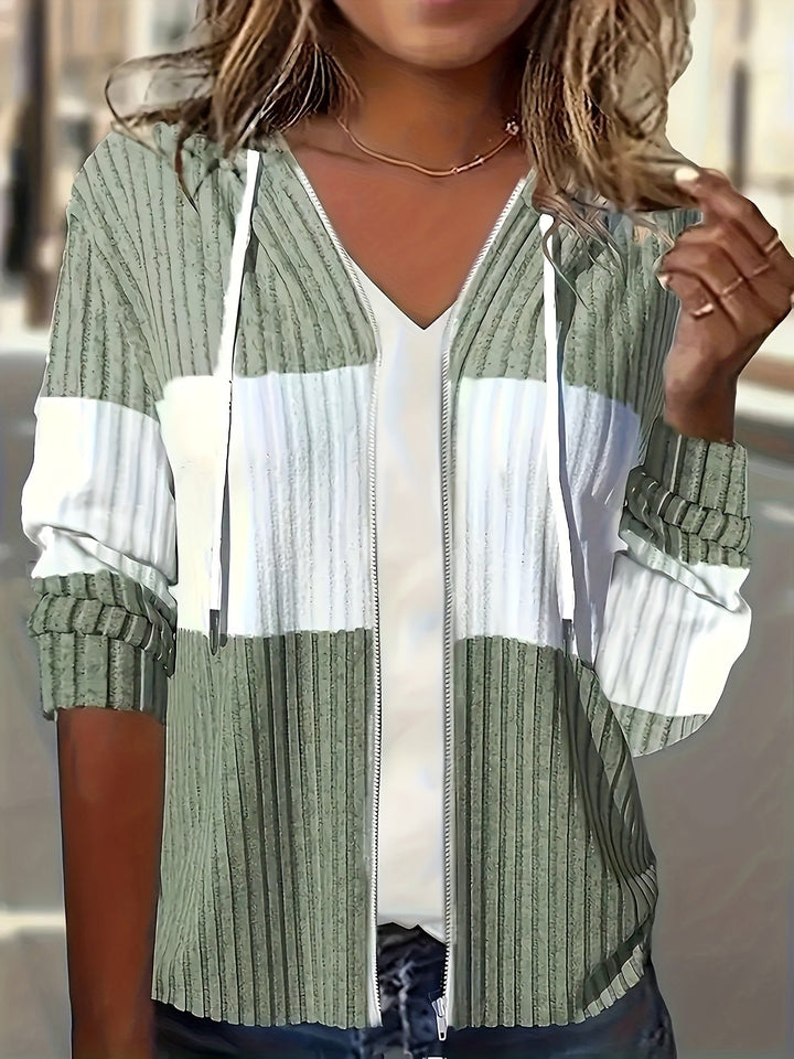 Cecilia | Getextureerde Kleurblok Hooded Jast