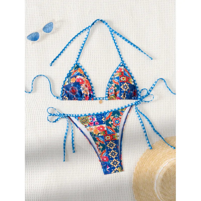 Carmen | Dames bikini met halterband en strikkoorden