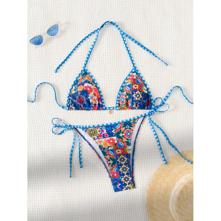 Carmen | Dames bikini met halterband en strikkoorden