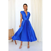 Demia | Elegante Dames Midi-jurk met Plissérok – V-hals