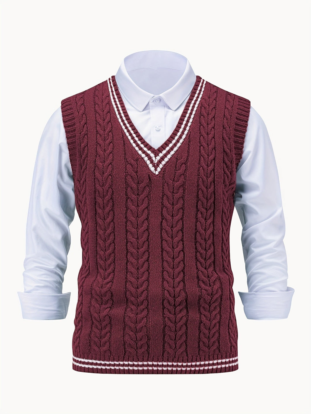 Gideon | Kabelgebreide V-hals Sweater Vest