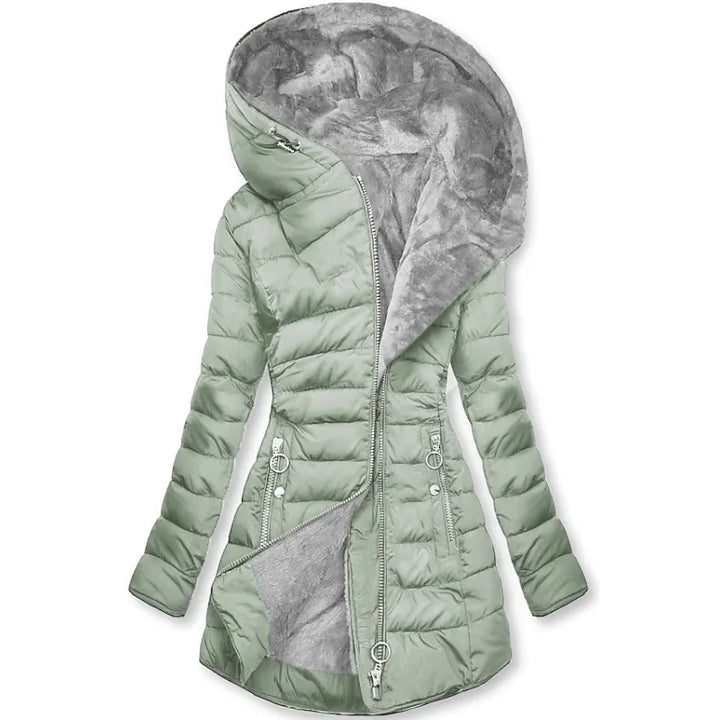 Analia | Dames winterjas met capuchon ritssluiting knoopsluiting