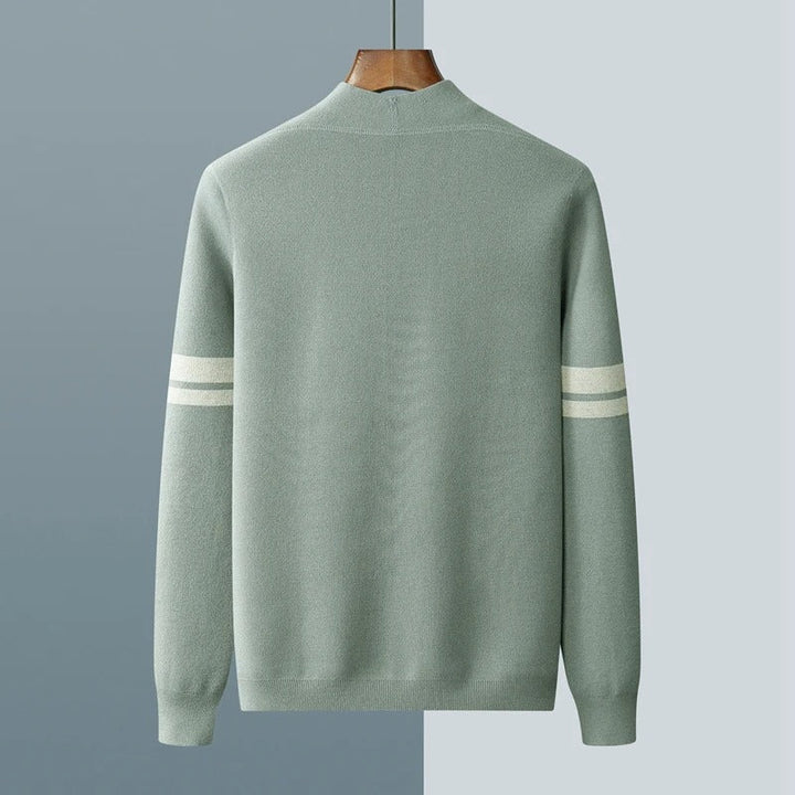 Klassieke Merino Heren Cardigan met Gestreepte Mouwen
