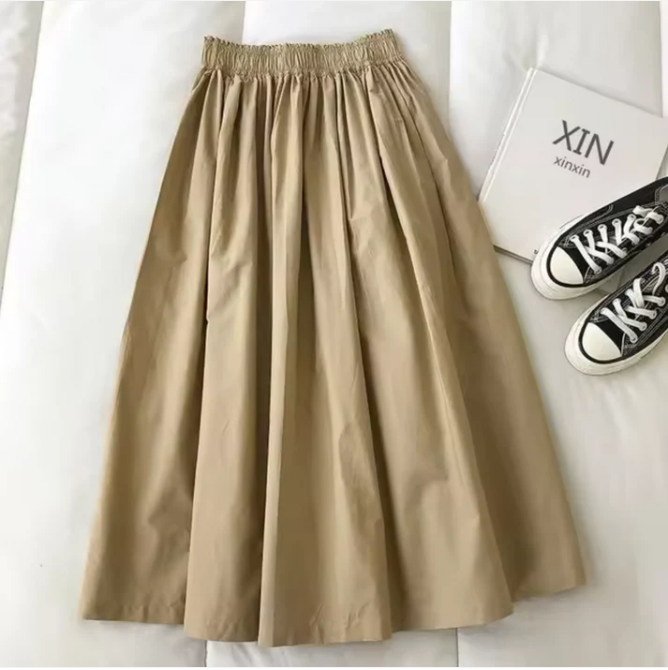 Kim | Dames wide skirt met elastische taille plooi