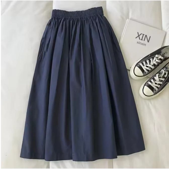 Kim | Dames wide skirt met elastische taille plooi