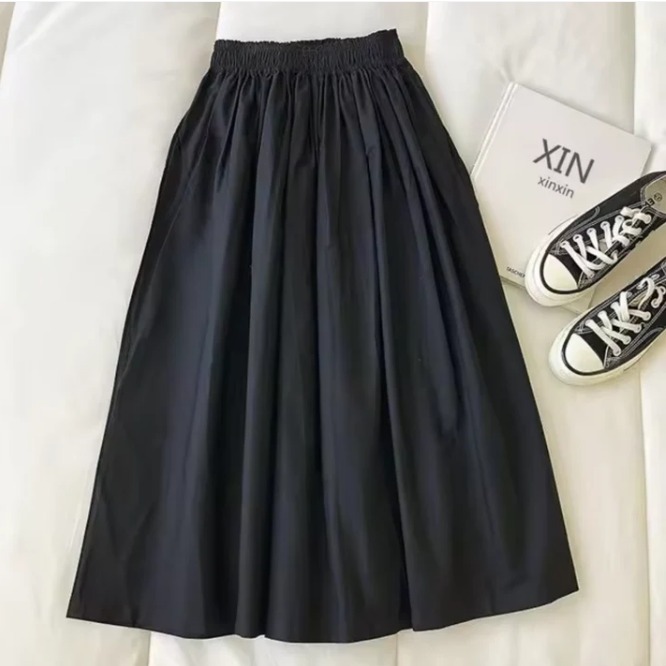 Kim | Dames wide skirt met elastische taille plooi