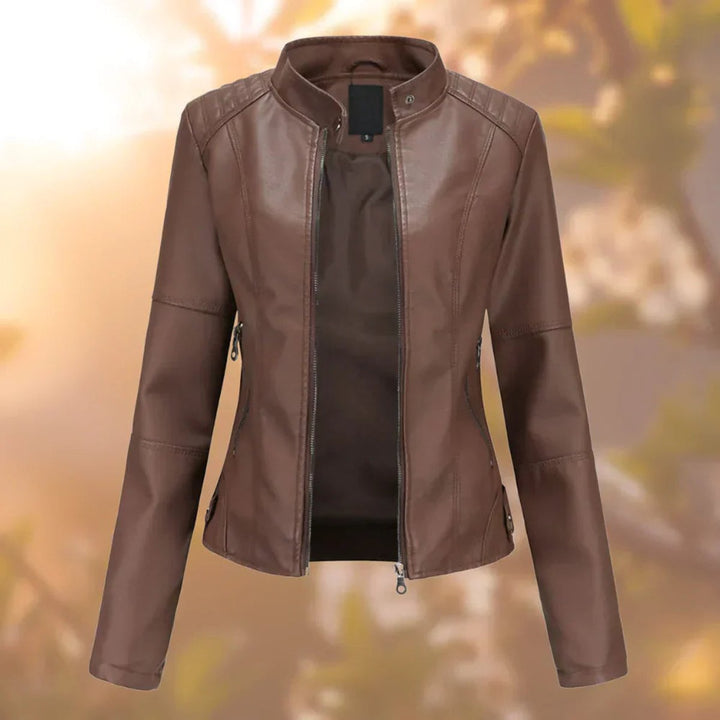 Graciela | Hoogsluitende Zip-Up Moeiteloze Leren Jas