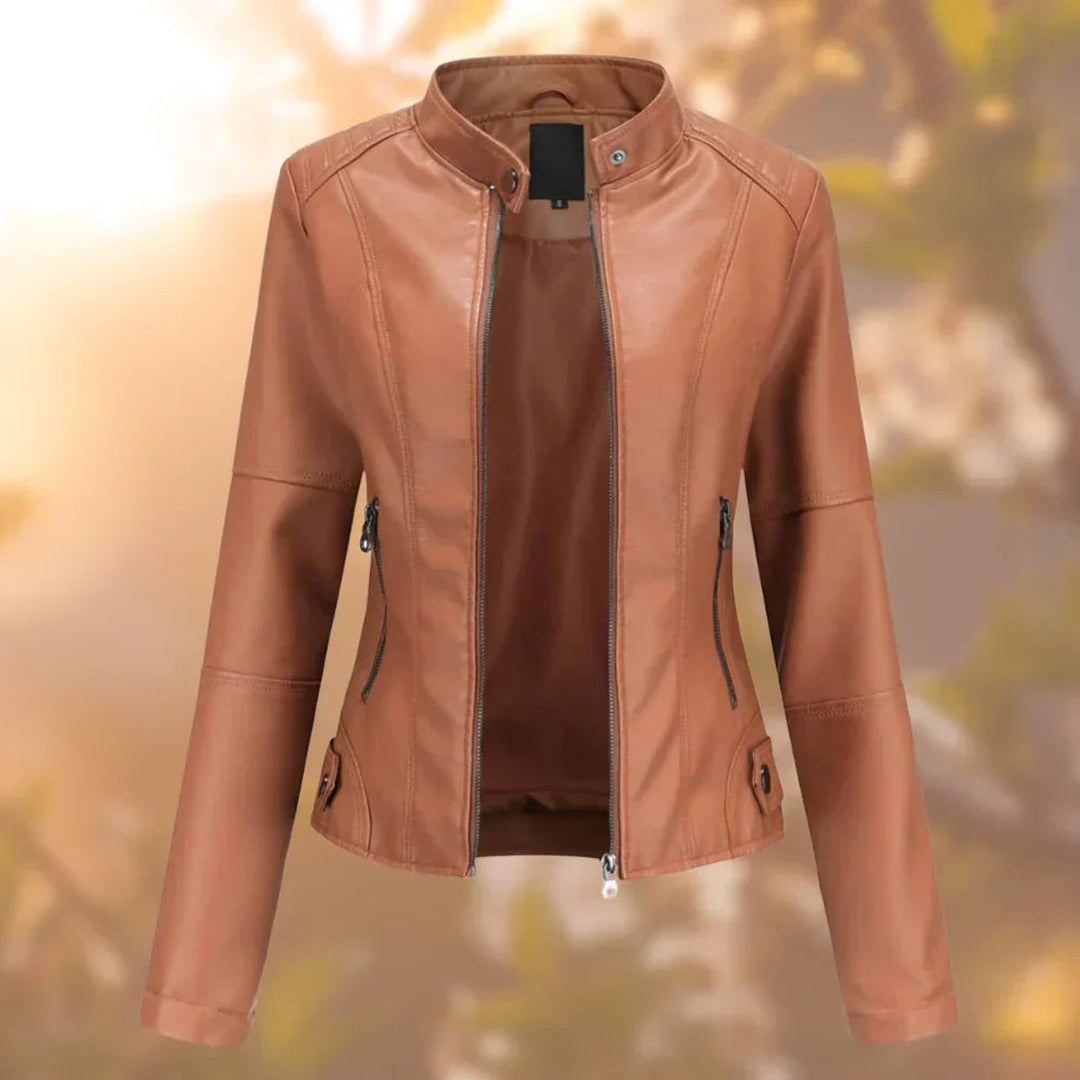 Graciela | Hoogsluitende Zip-Up Moeiteloze Leren Jas