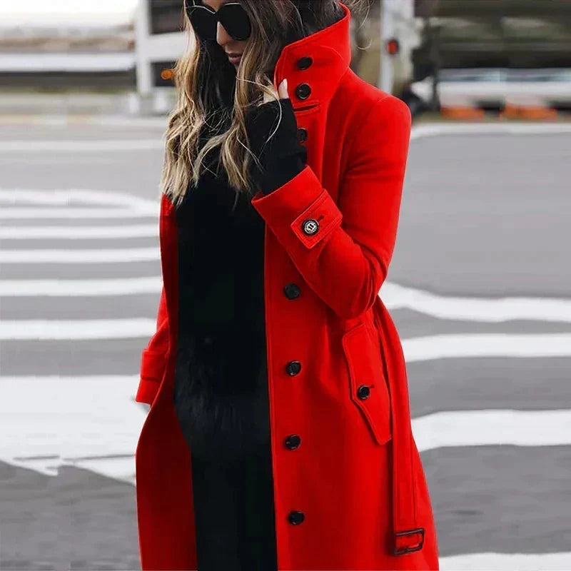 Herminia | Gekleed Trenchcoat met Hoge Hals en Ceintuur