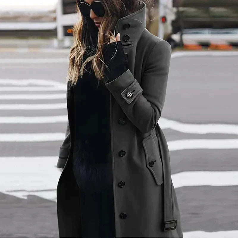 Herminia | Gekleed Trenchcoat met Hoge Hals en Ceintuur