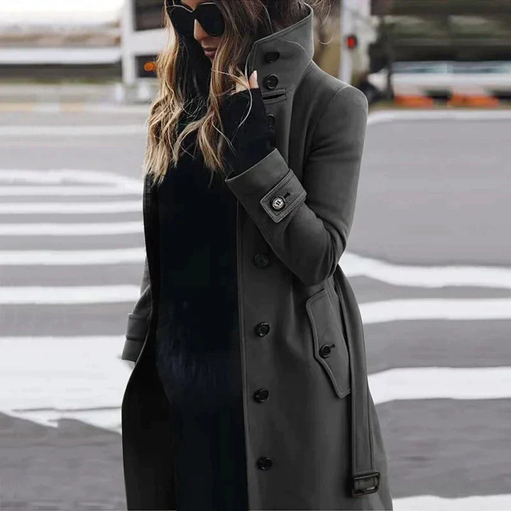 Herminia | Gekleed Trenchcoat met Hoge Hals en Ceintuur