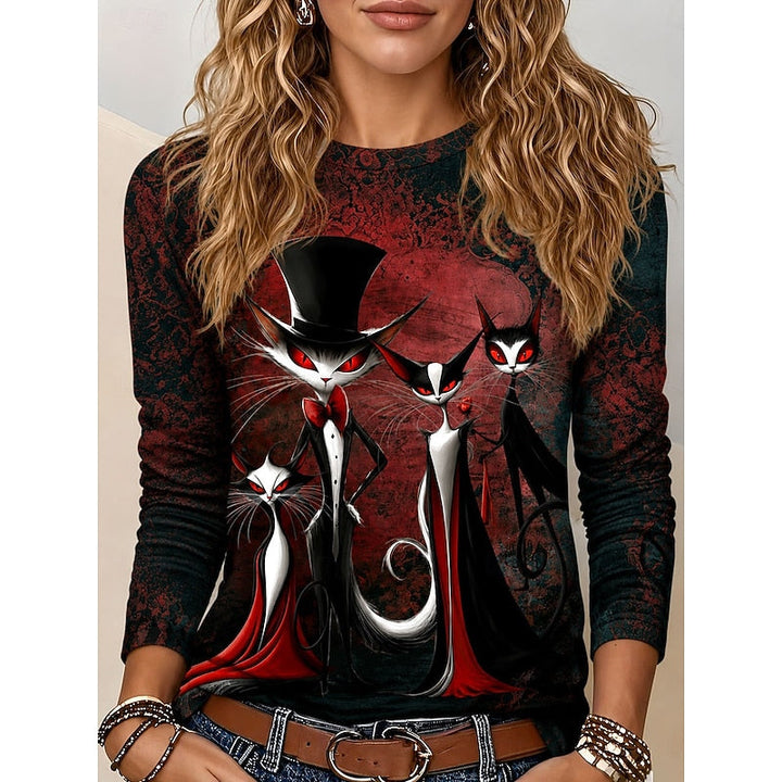 Katherine | Halloween Gothic Graphic Langsleeve Top