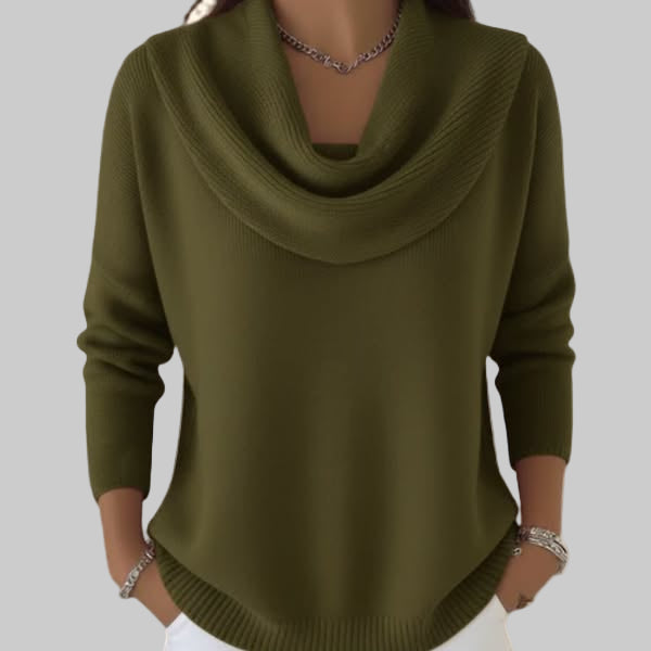 Dames Cowl Neck Lange Mouwen Gebreide Trui