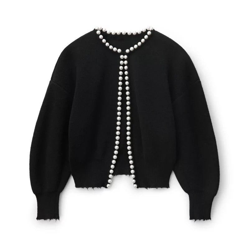 Nellie | Elegant Pearl Cardigan – Dames Vest met Luxe Pareldetails