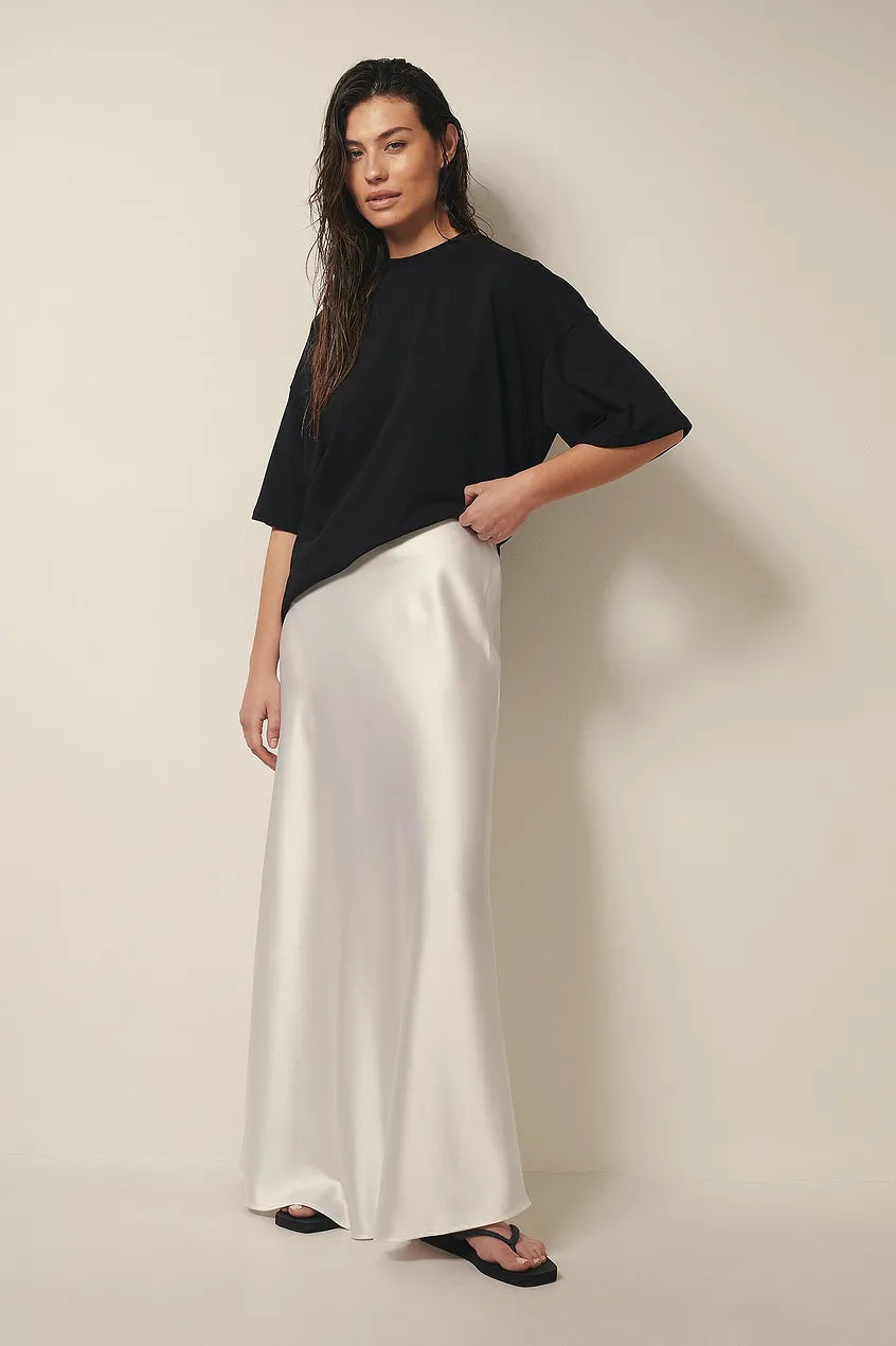 Evelia | Satijnen Maxi Rok A-Lijn voor Dames - Glanzend, Elegante en Lang