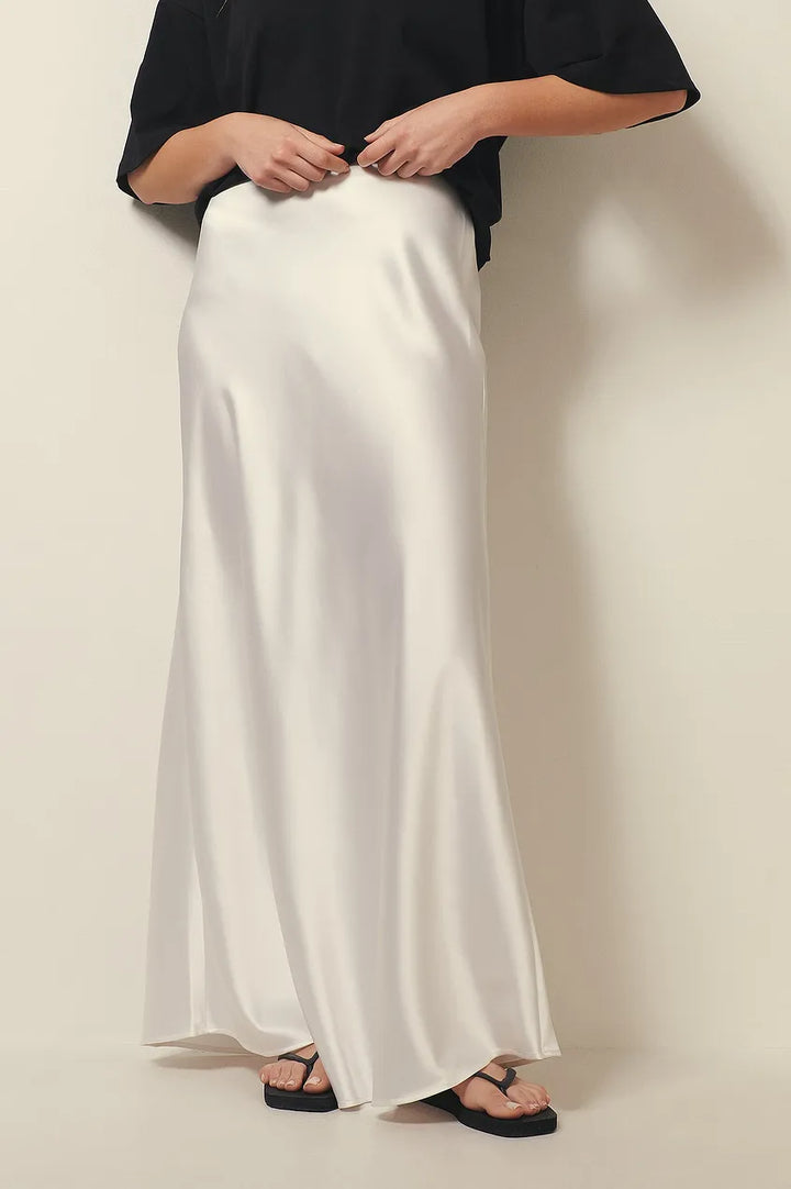 Eline | Dames midi rok hoge taille rechte pasvorm
