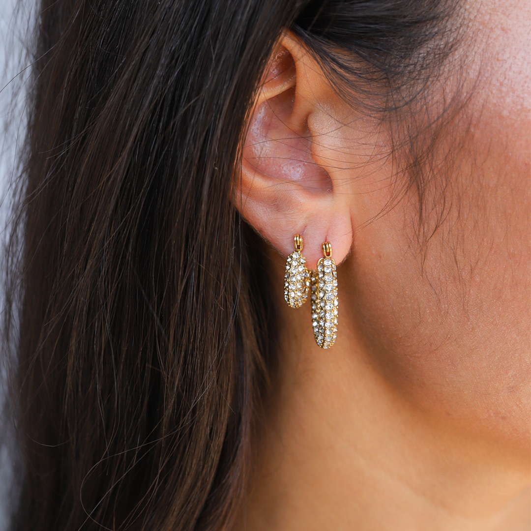 Arya | Dames Oorbellen met Zirconia en Hoepelvorm