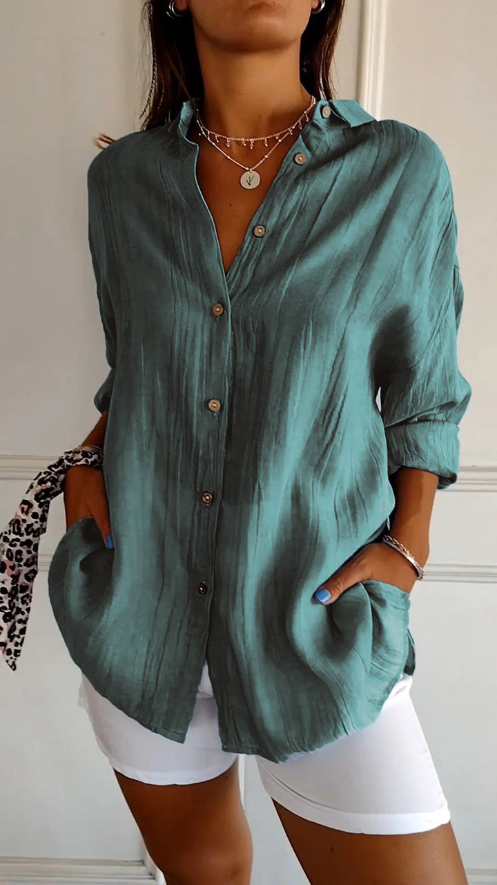 Catherine | Dames blouse met kraag borstzak
