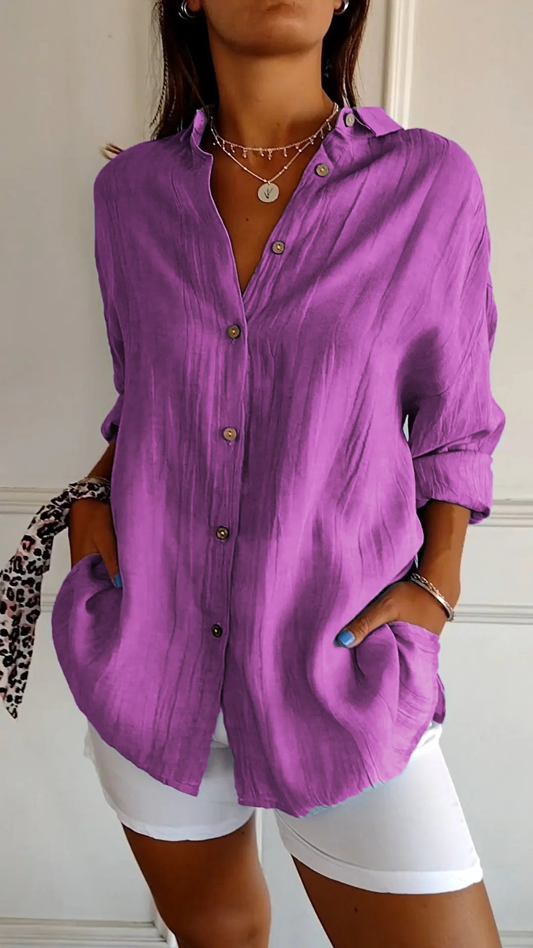 Catherine | Dames blouse met kraag borstzak