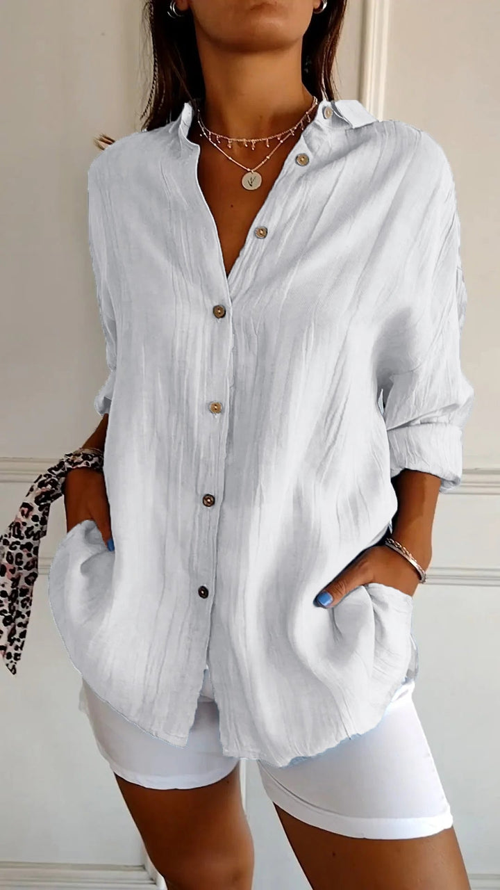 Catherine | Dames blouse met kraag borstzak