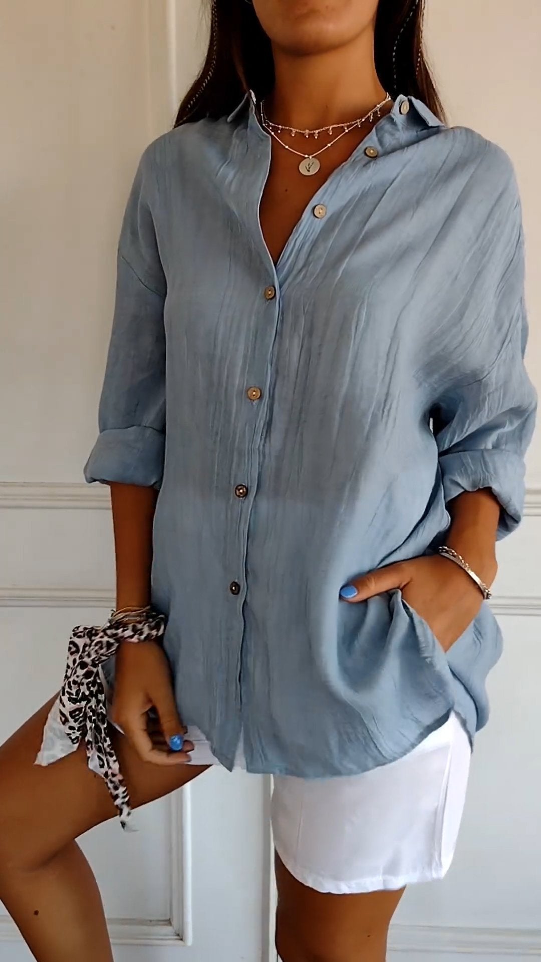 Catherine | Dames blouse met kraag borstzak