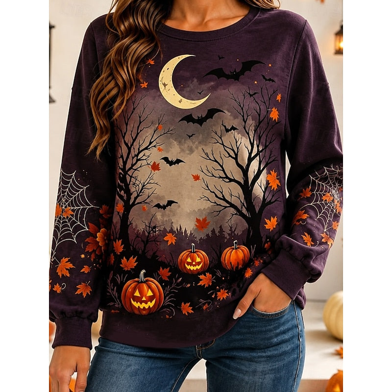 Rosalyn | Halloween Maanskijn Pompoen Sweatshirt