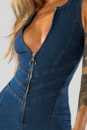 Miu | Denim Jumpsuit met Hartvormige Uitsnede