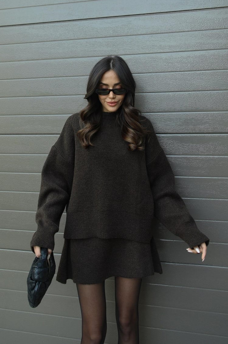 Noor | Dames tweedelige set met rok trui