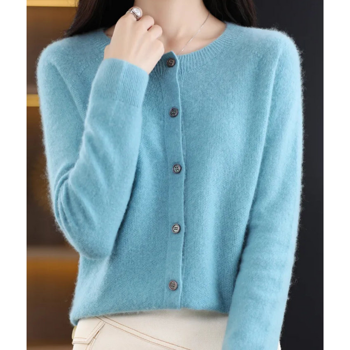 Gebreide Cardigan met Ronde Hals en Knopen Voor