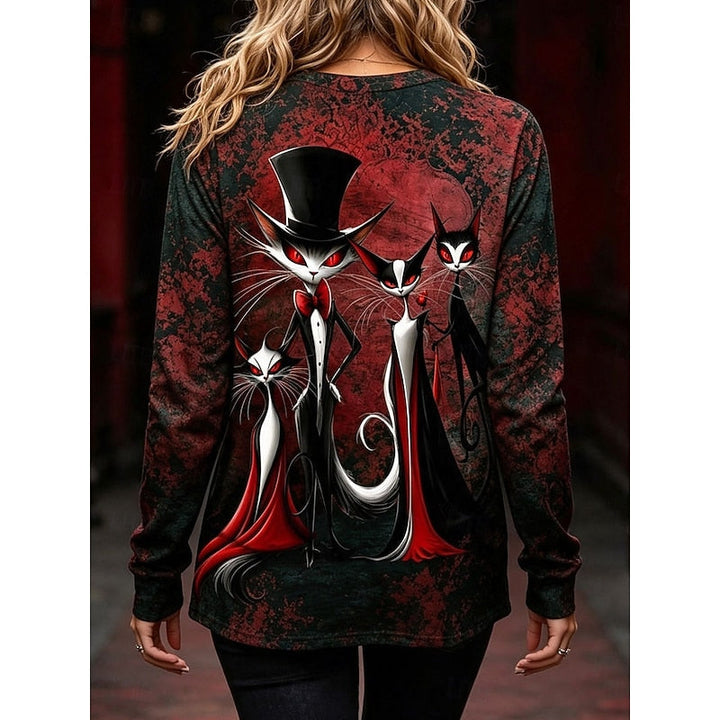 Katherine | Halloween Gothic Graphic Langsleeve Top