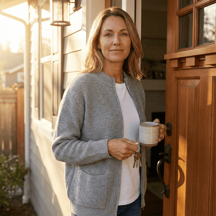 Covena – Zachte Gebreide Zip-Up Cardigan met Zakken