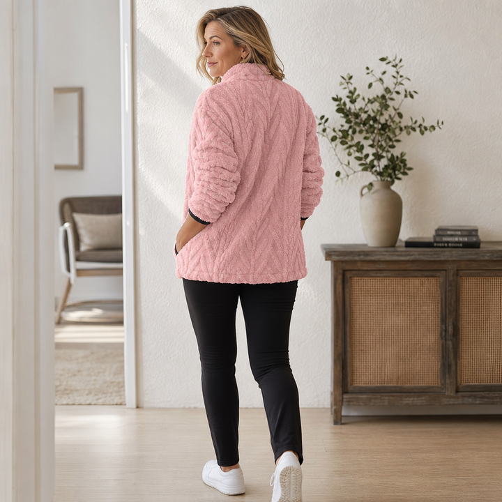 Lunelle – Pluche Half-Zip Fleece Pullover Met Kangoeroe Zak