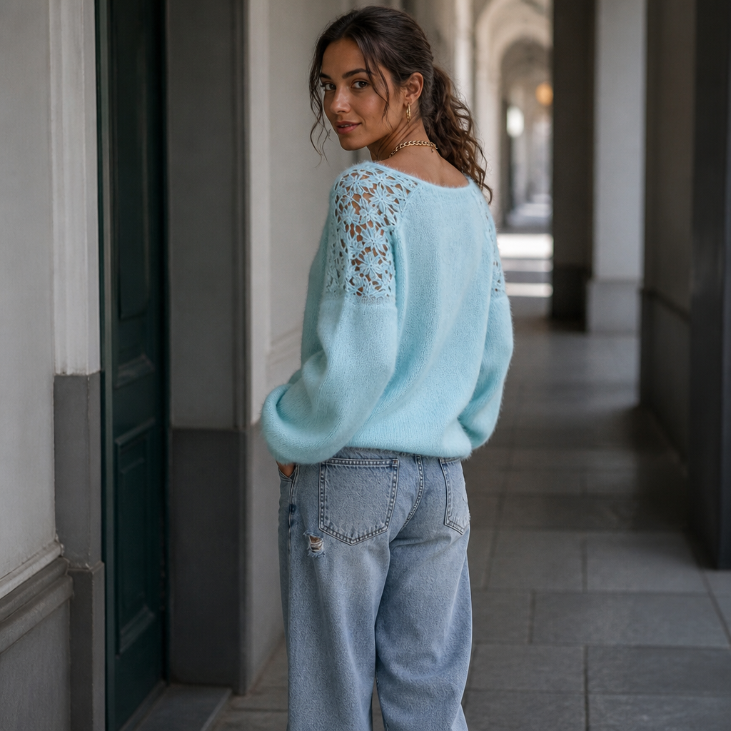 Wearbella – Kantbrei-look trui die verheven lijkt, niet eenvoudig